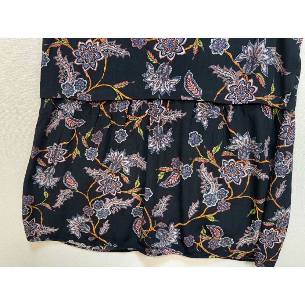 J. Jill Womens Button-Front Blouse Top Size S Petite Black Floral Sleeveless Y2K - Picture 11 of 11